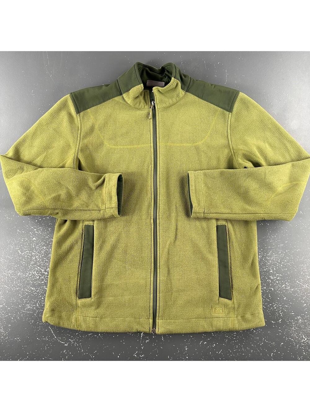 REI Outdoor Jacket Mens Large Green Polartec Power Grid Fleece Gorpcore Thermal